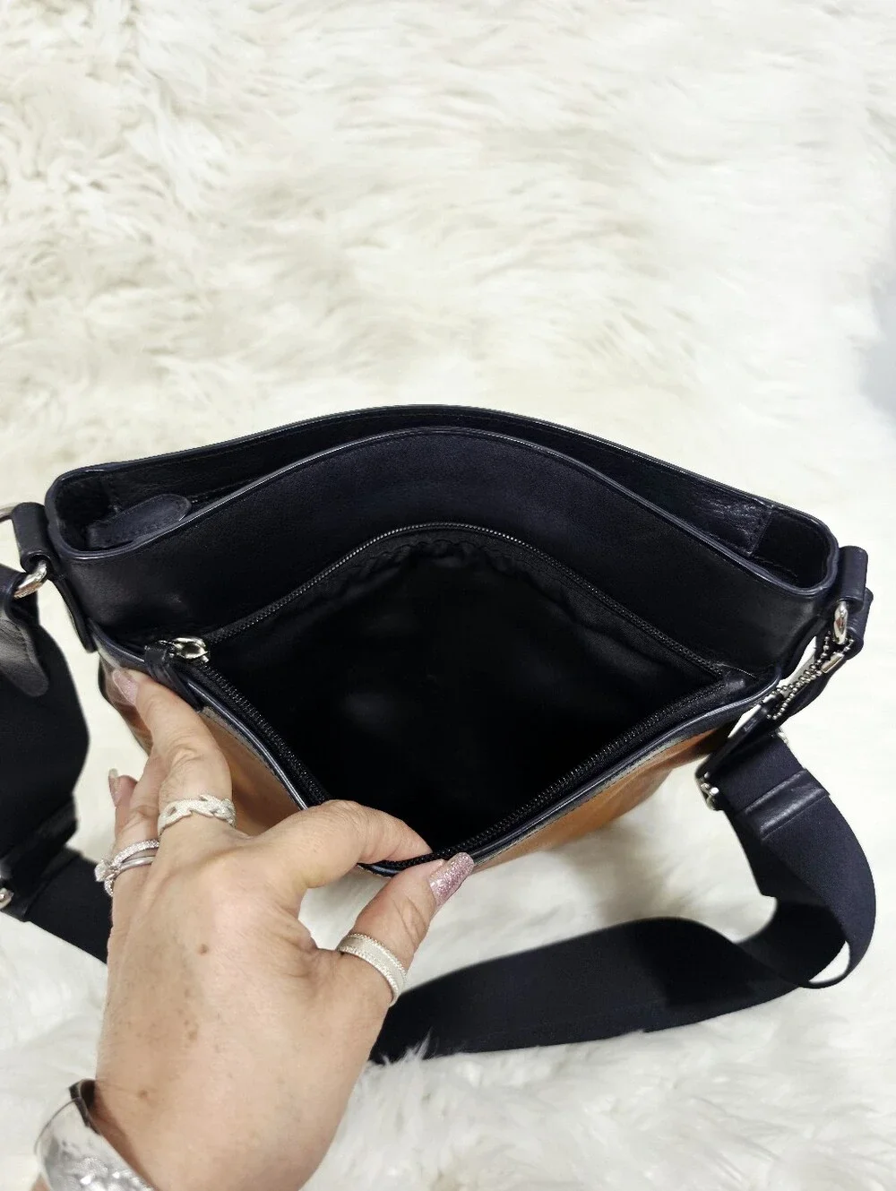 Coach Legacy Leather Crossbody Messenger Bag Brown Black F71842